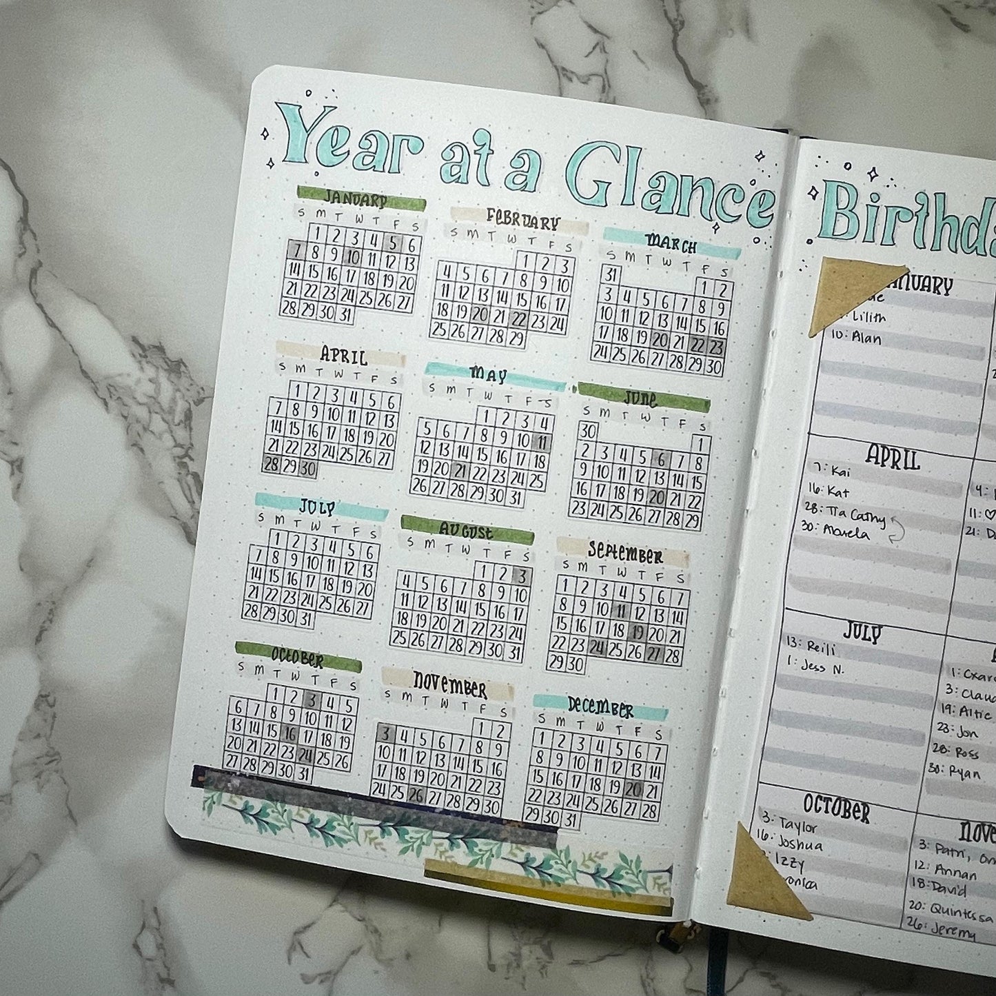 2026 Mini Calendar Stickers Sheet