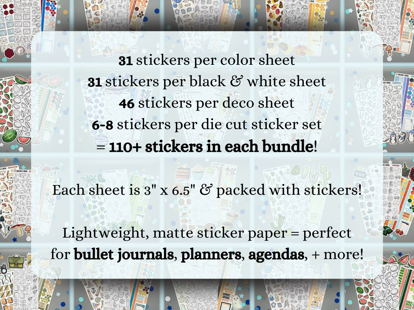 BUNDLE! Themed Bullet Journal Stickers