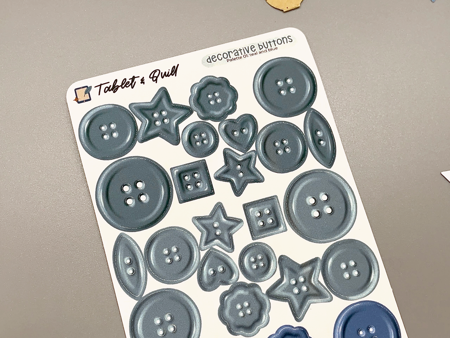 Realistic Blue & Teal Decorative Buttons Sticker Sheet