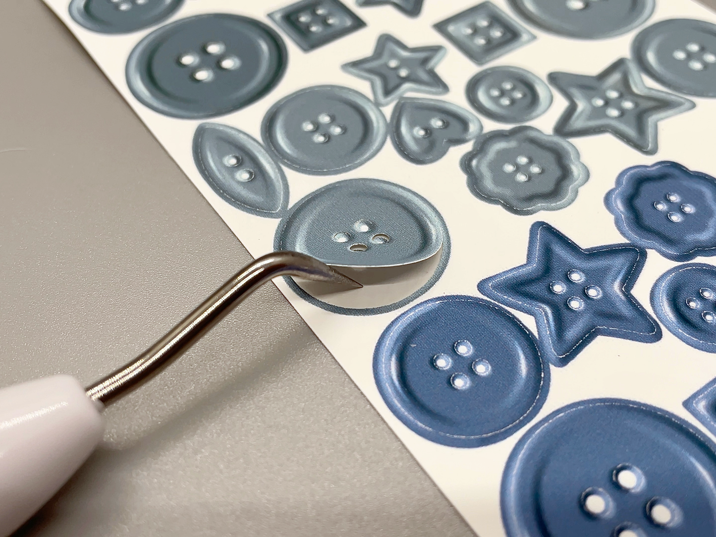 Realistic Blue & Teal Decorative Buttons Sticker Sheet