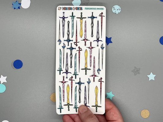 Sword Themed Fantasy Swords Color Sticker Sheet