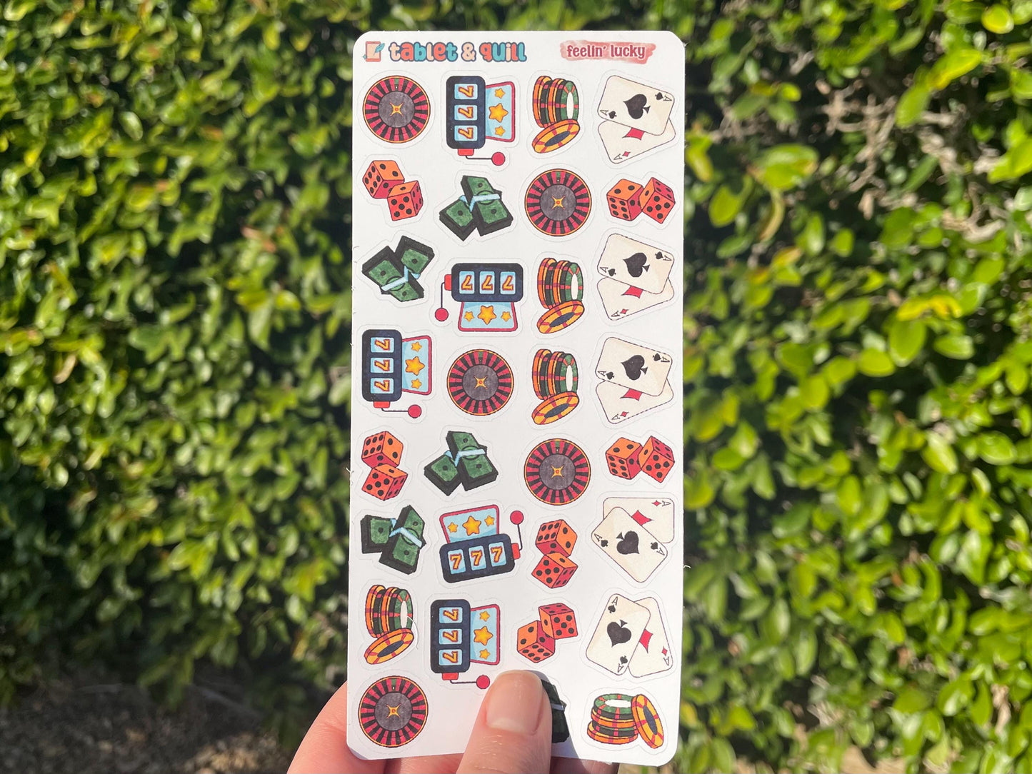 Casino Themed Feelin' Lucky Color Sticker Sheet