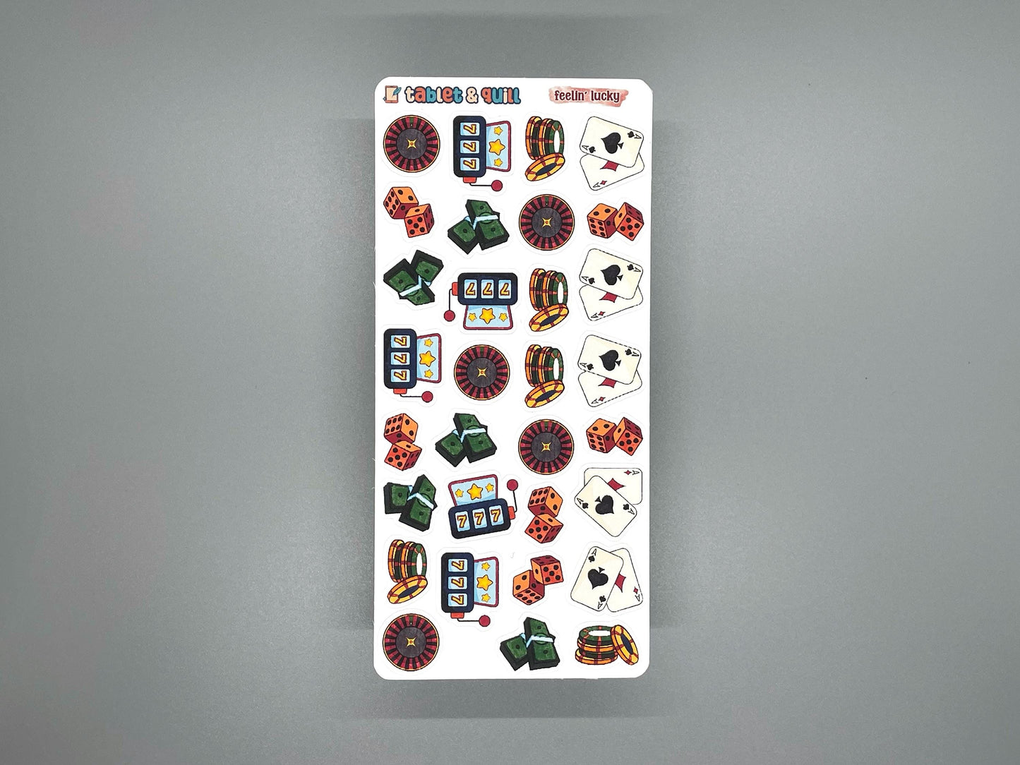 Casino Themed Feelin' Lucky Color Sticker Sheet