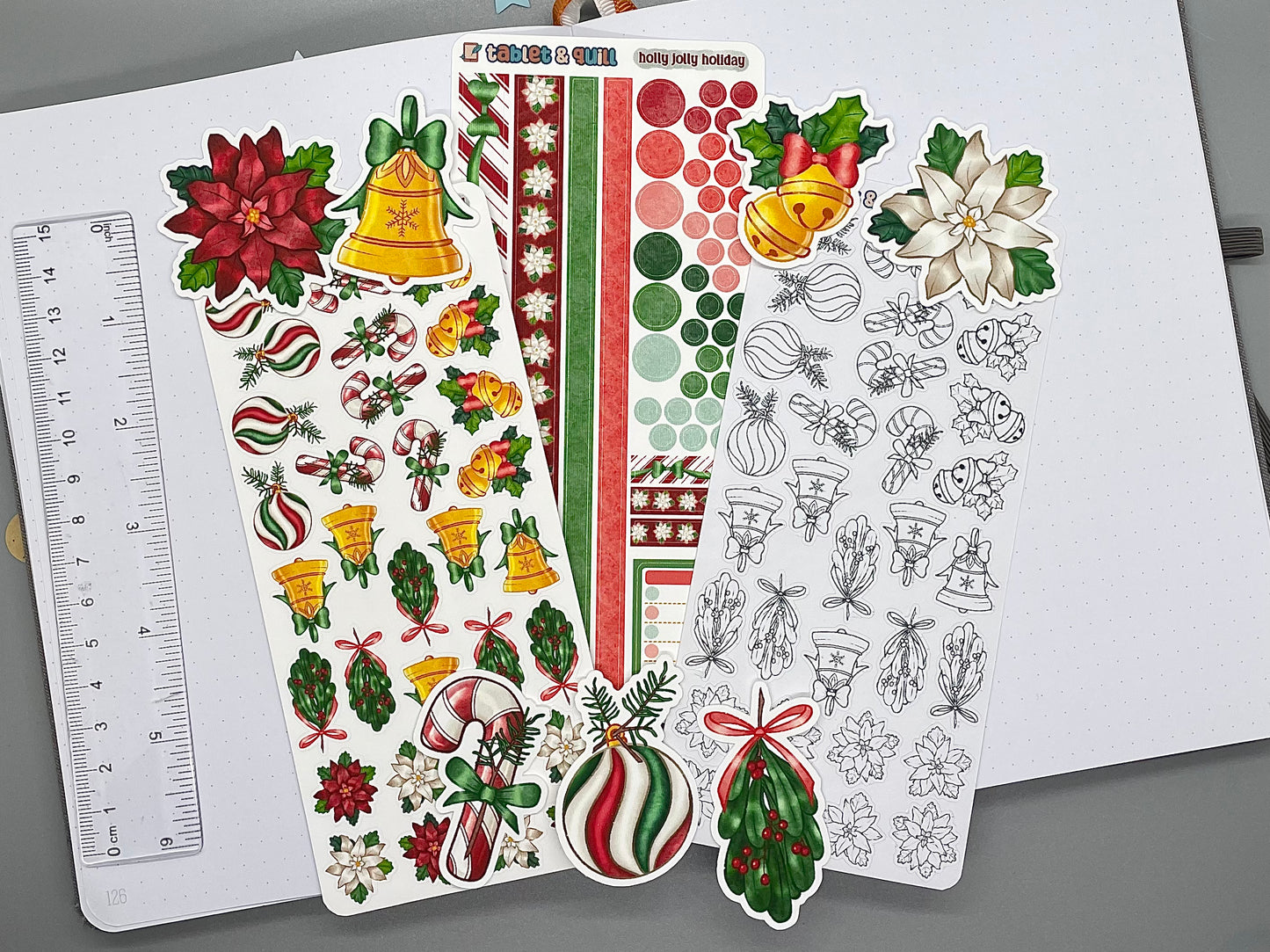 Christmas Themed Holly Jolly Holiday Sticker Flakes Die Cut Set