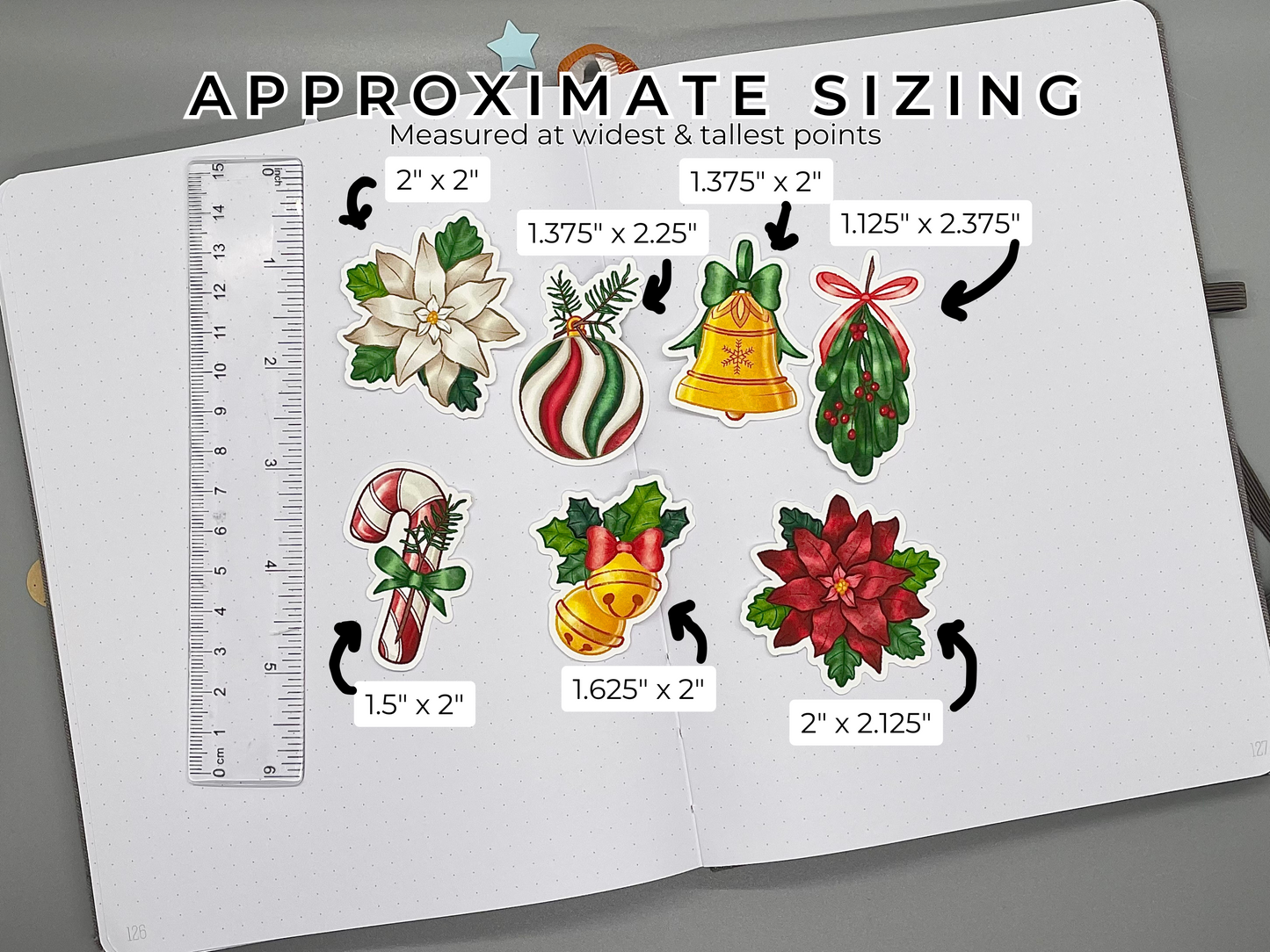 Christmas Themed Holly Jolly Holiday Sticker Flakes Die Cut Set