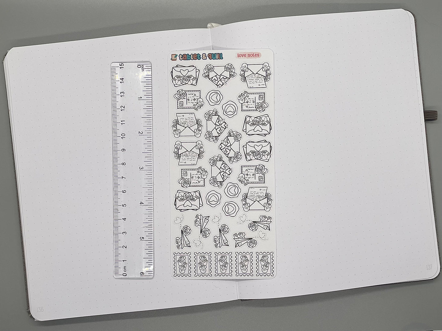 Valentine Themed Love Notes Black & White DIY Color Sticker Sheet