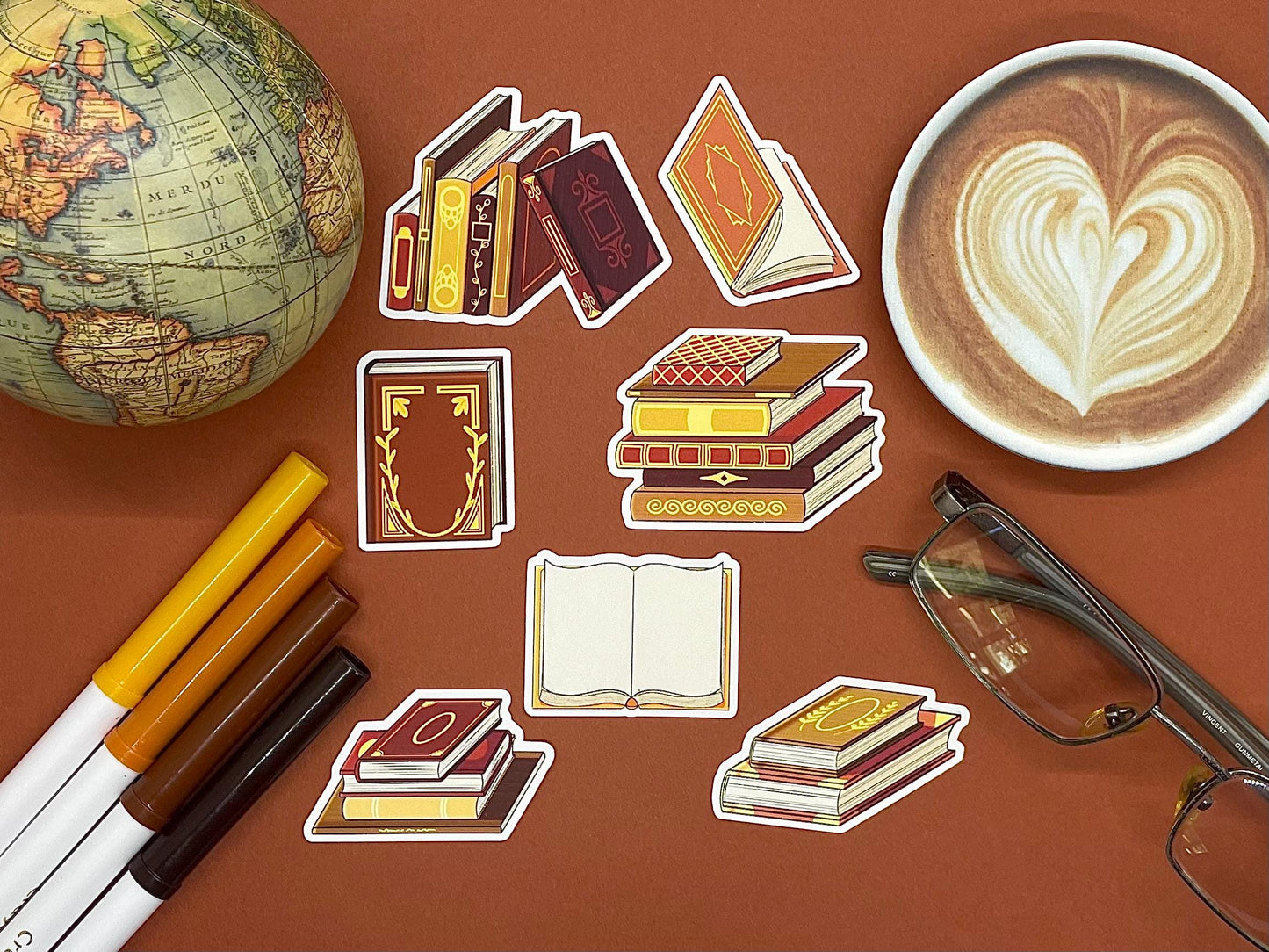 Book Themed Page Turners Sticker Flakes Die Cut Set