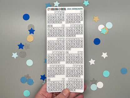 2025 Mini Calendar Stickers Sheet