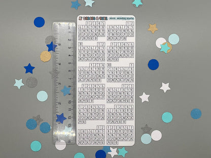 2025 Mini Calendar Stickers Sheet