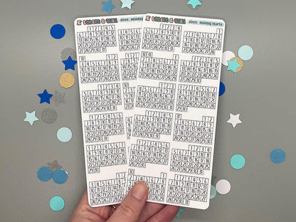 2025 Mini Calendar Stickers Sheet