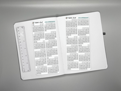 2027 Mini Calendar Stickers Sheet