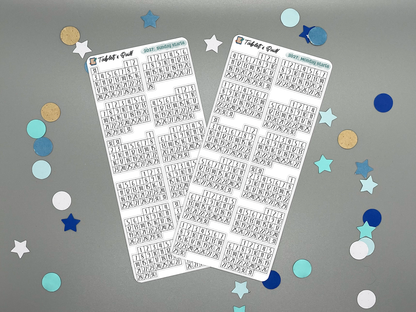 2027 Mini Calendar Stickers Sheet