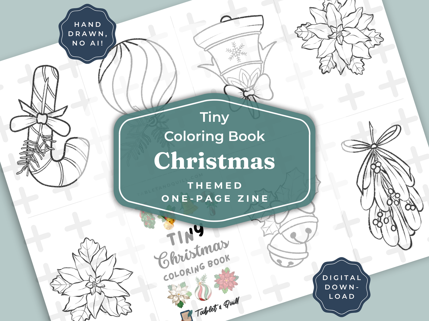 Tiny Christmas Coloring Book (Printable One Page Zine)