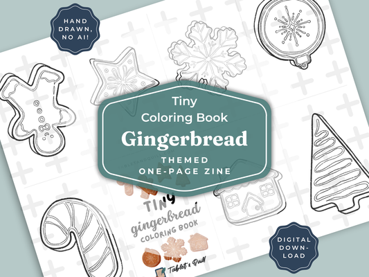 Tiny Gingerbread Cookies Coloring Book (Printable One Page Zine)