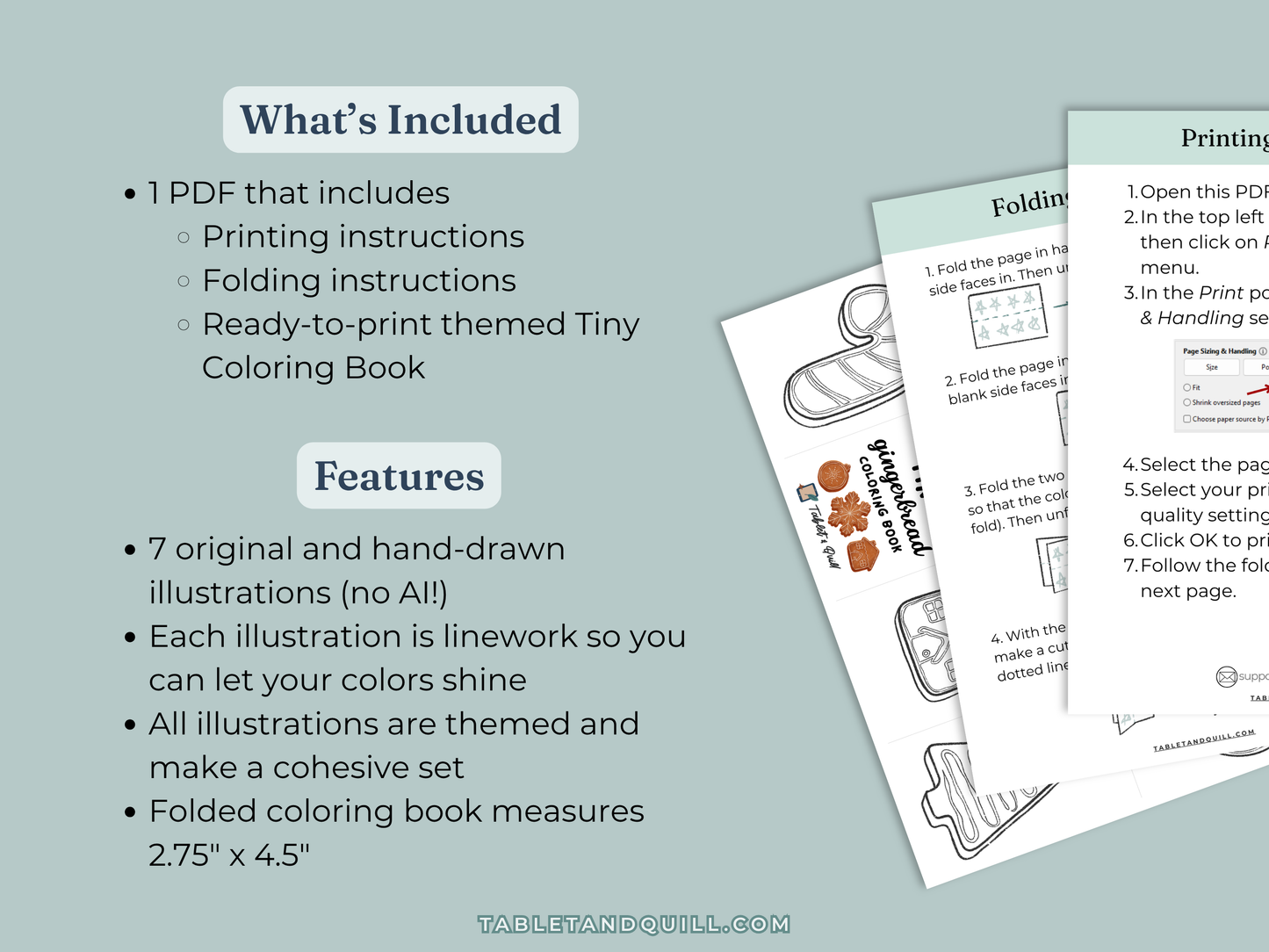 Tiny Gingerbread Cookies Coloring Book (Printable One Page Zine)