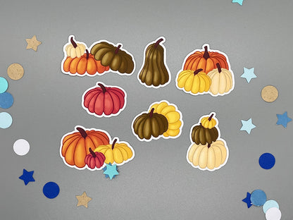 Pumpkin Themed Autumn Gourds Sticker Flakes Die Cut Set