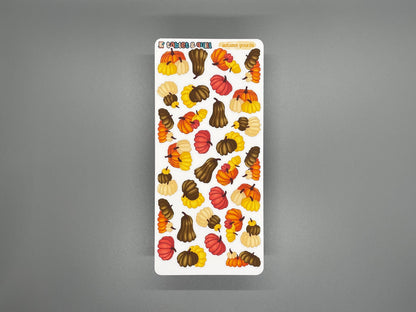 Pumpkin Themed Autumn Gourds Color Sticker Sheet