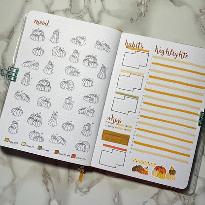 Pumpkin Themed Autumn Gourds DIY Color Black & White Sticker Sheet