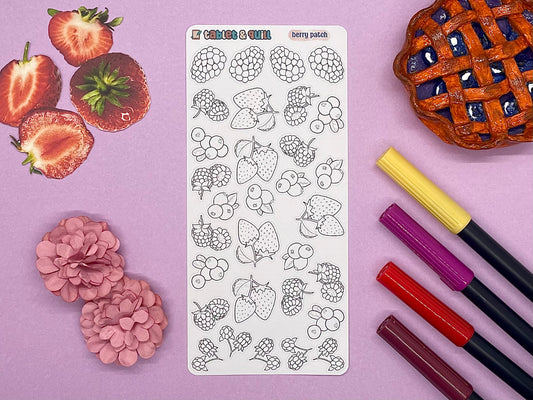 Berry Themed Berry Patch DIY Color Black & White Sticker Sheet
