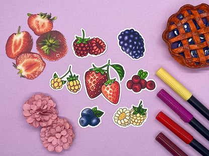 Berry Themed Berry Patch Die Cut Sticker Flakes