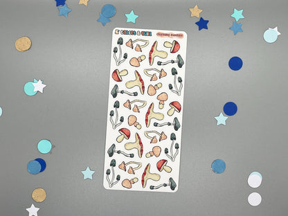 Mushroom Themed Charming Mushies Color Sticker Sheet