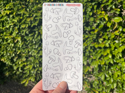 Mushroom Themed Charming Mushies DIY Color Black & White Sticker Sheet