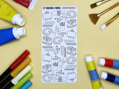 Art Themed Creative Endeavors DIY Color Black & White Sticker Sheet