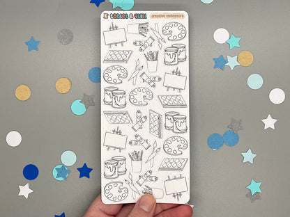 Art Themed Creative Endeavors DIY Color Black & White Sticker Sheet