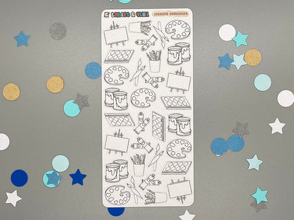 Art Themed Creative Endeavors DIY Color Black & White Sticker Sheet