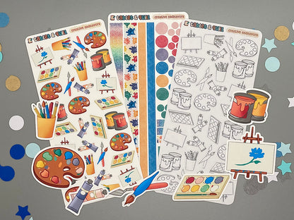 Art Themed Creative Endeavors Color Sticker Sheet