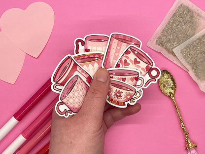 Valentine Themed Cupful of Love Die Cut Sticker Flakes