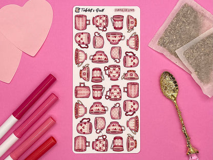 Valentine Themed Cupful of Love Color Sticker Sheet