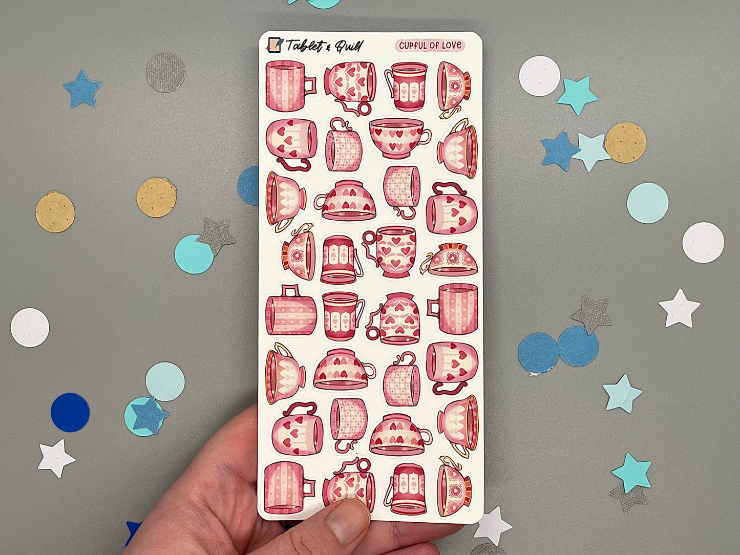 Valentine Themed Cupful of Love Color Sticker Sheet