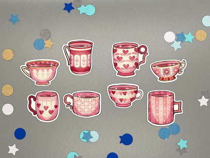 Valentine Themed Cupful of Love Die Cut Sticker Flakes