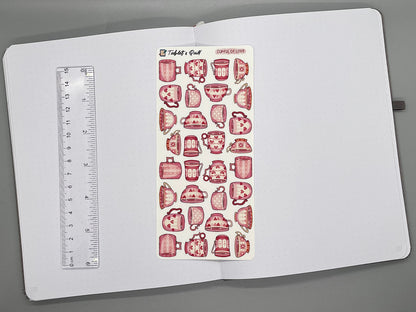 Valentine Themed Cupful of Love Color Sticker Sheet