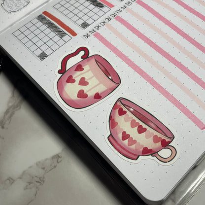 Valentine Themed Cupful of Love Die Cut Sticker Flakes
