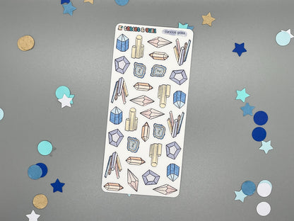 Crystal Themed Curious Gems Color Sticker Sheet