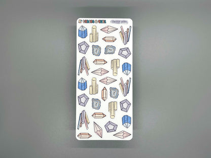 Crystal Themed Curious Gems Color Sticker Sheet