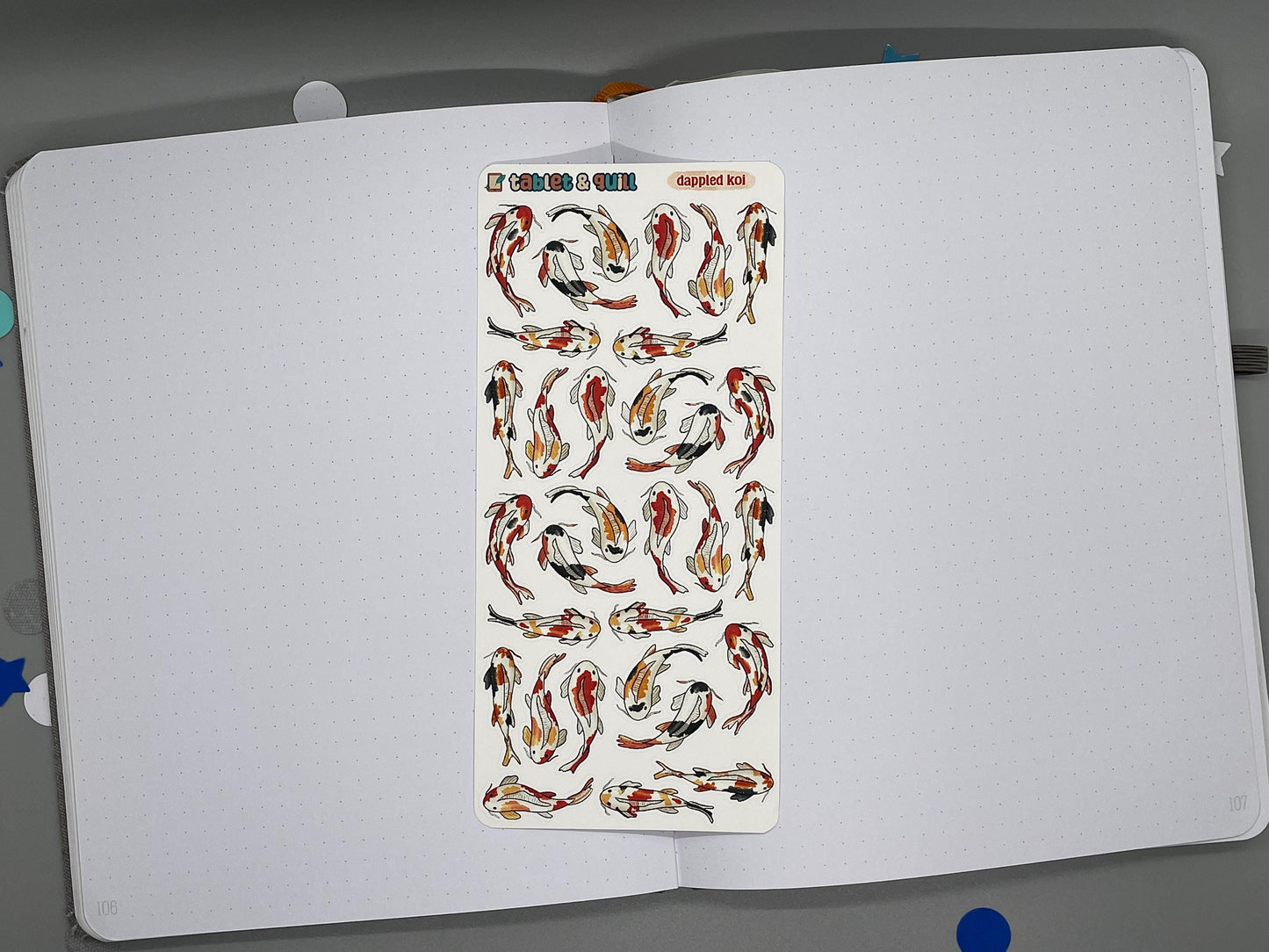 Dappled Koi, Koi Themed Color Sticker Sheet