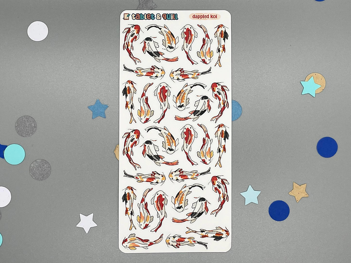 Dappled Koi, Koi Themed Color Sticker Sheet