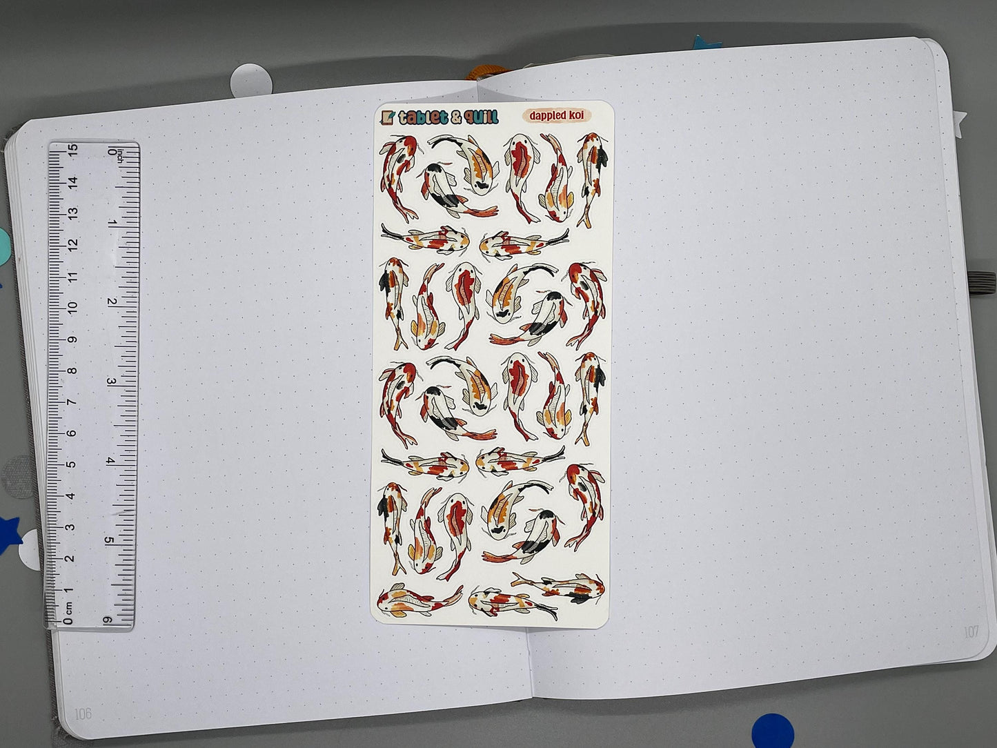 Dappled Koi, Koi Themed Color Sticker Sheet