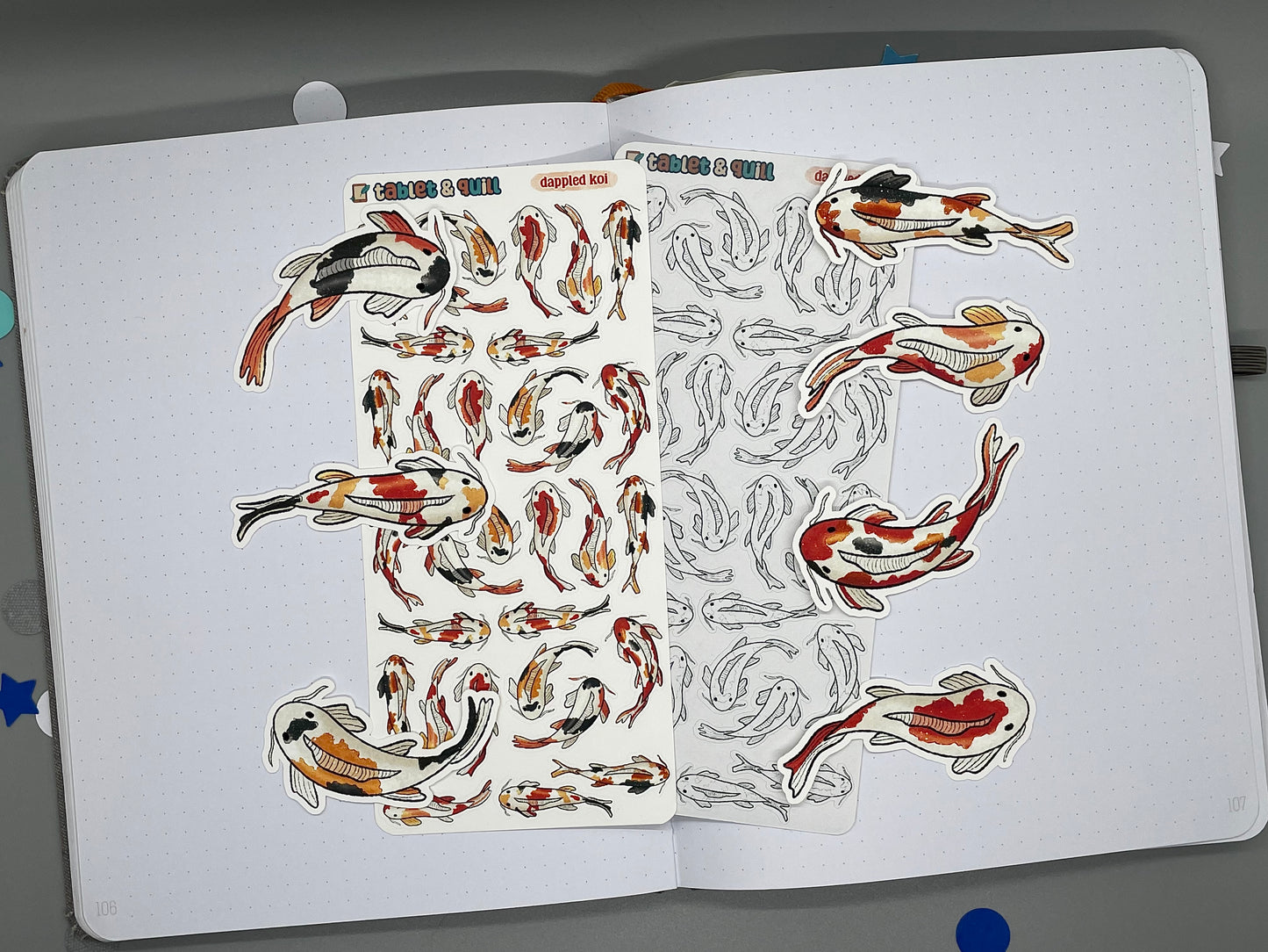 Dappled Koi, Koi Themed Color Sticker Sheet