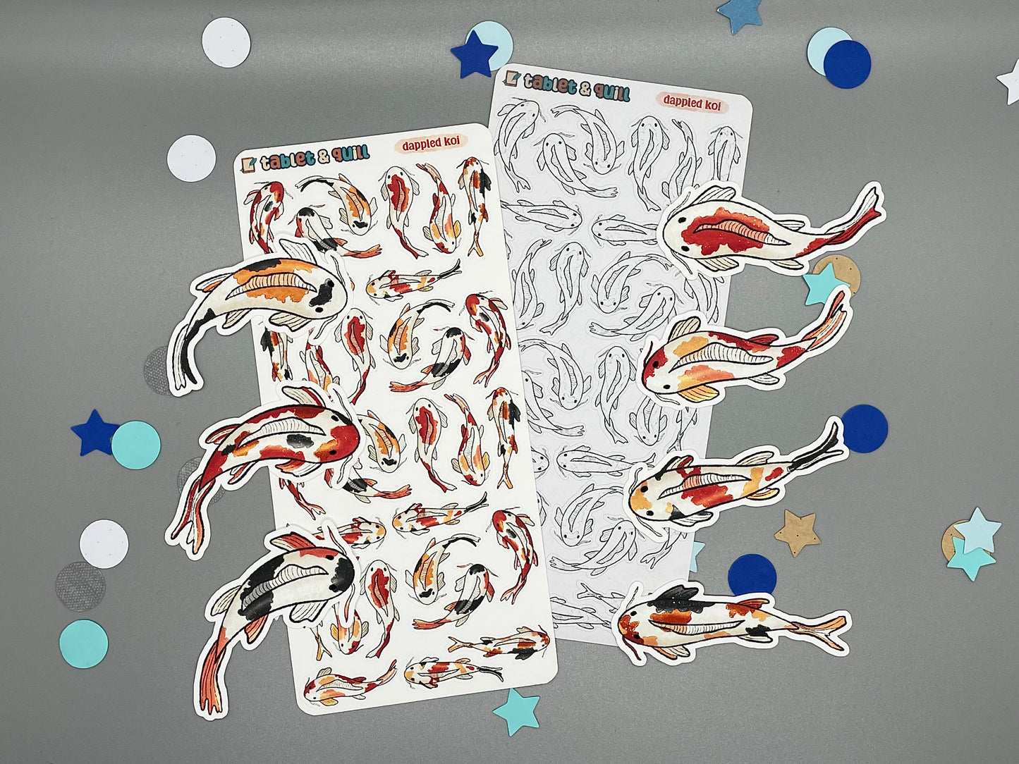 Dappled Koi, Koi Themed Color Sticker Sheet