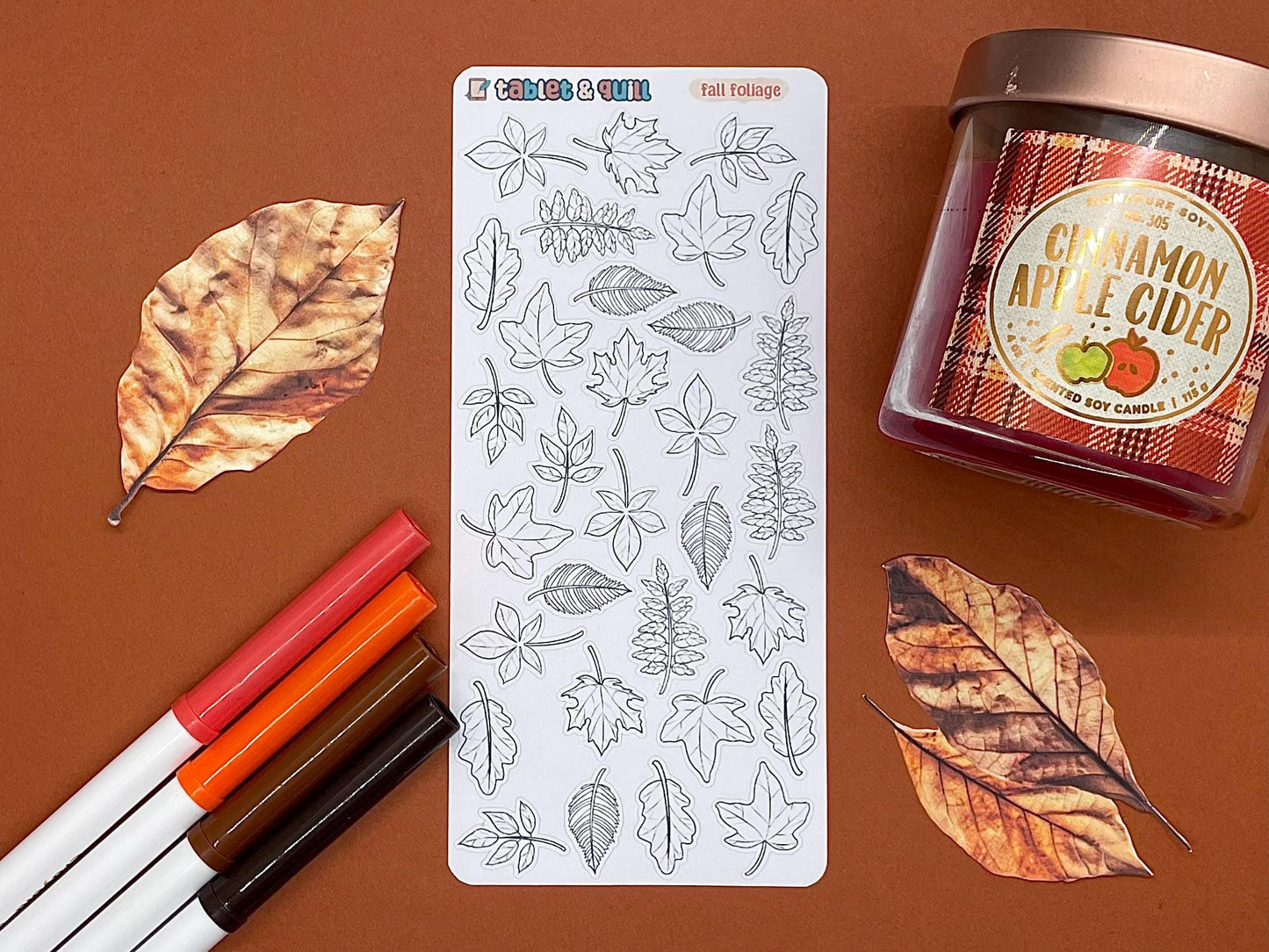 Autumn Leaves Themed Fall Foliage DIY Color Black & White Sticker Sheet