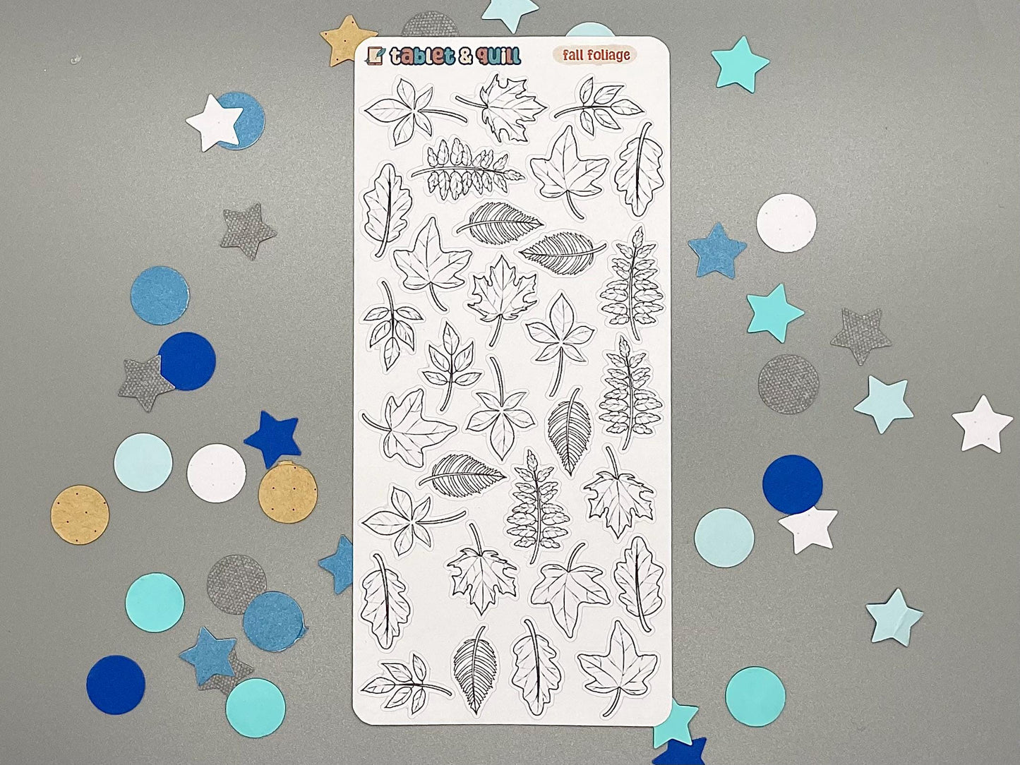 Autumn Leaves Themed Fall Foliage DIY Color Black & White Sticker Sheet
