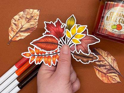 Autumn Leaves Themed Fall Foliage Die Cut Sticker Flakes