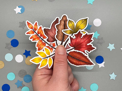 Autumn Leaves Themed Fall Foliage Die Cut Sticker Flakes