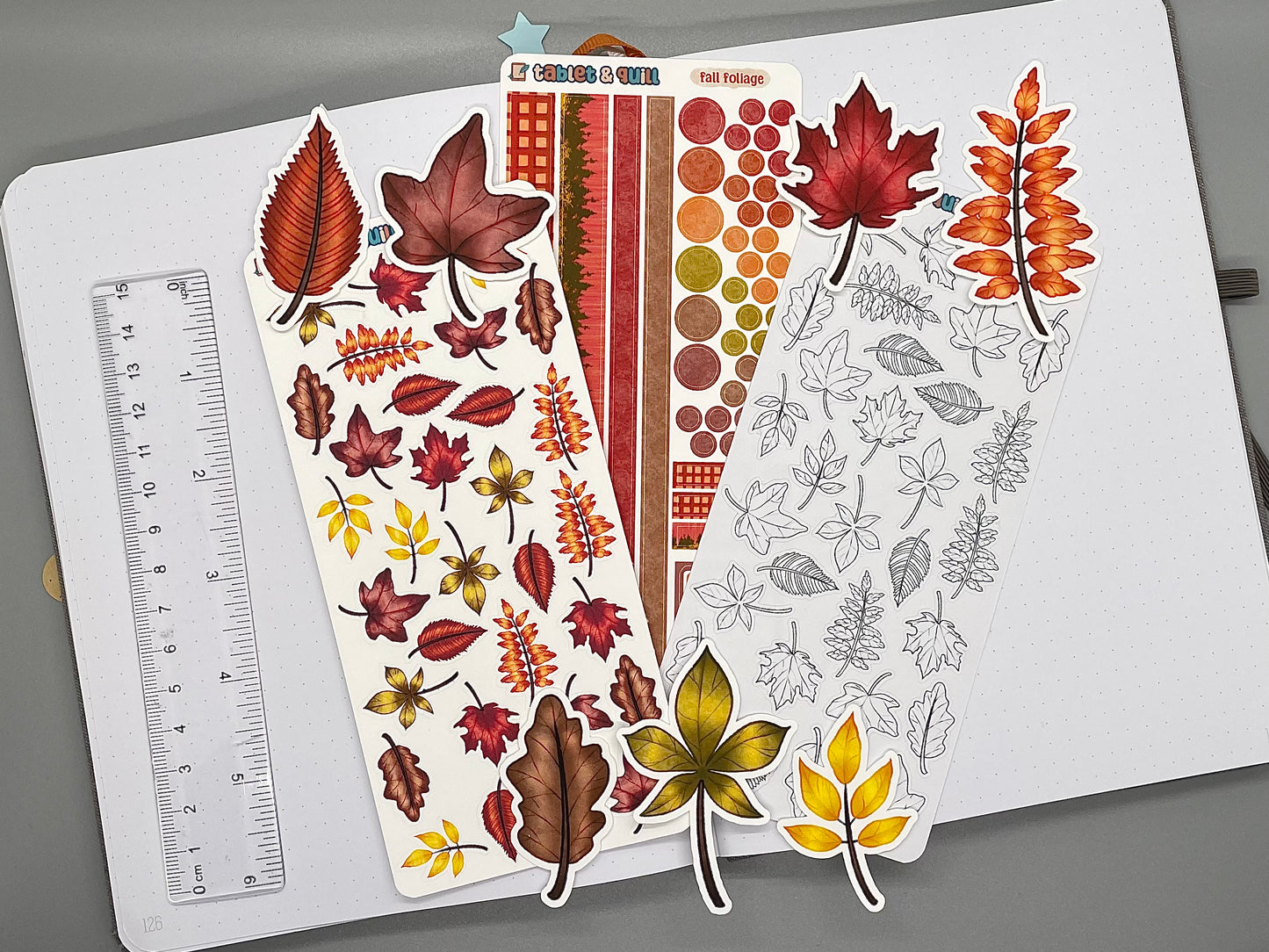 Autumn Leaves Themed Fall Foliage DIY Color Black & White Sticker Sheet