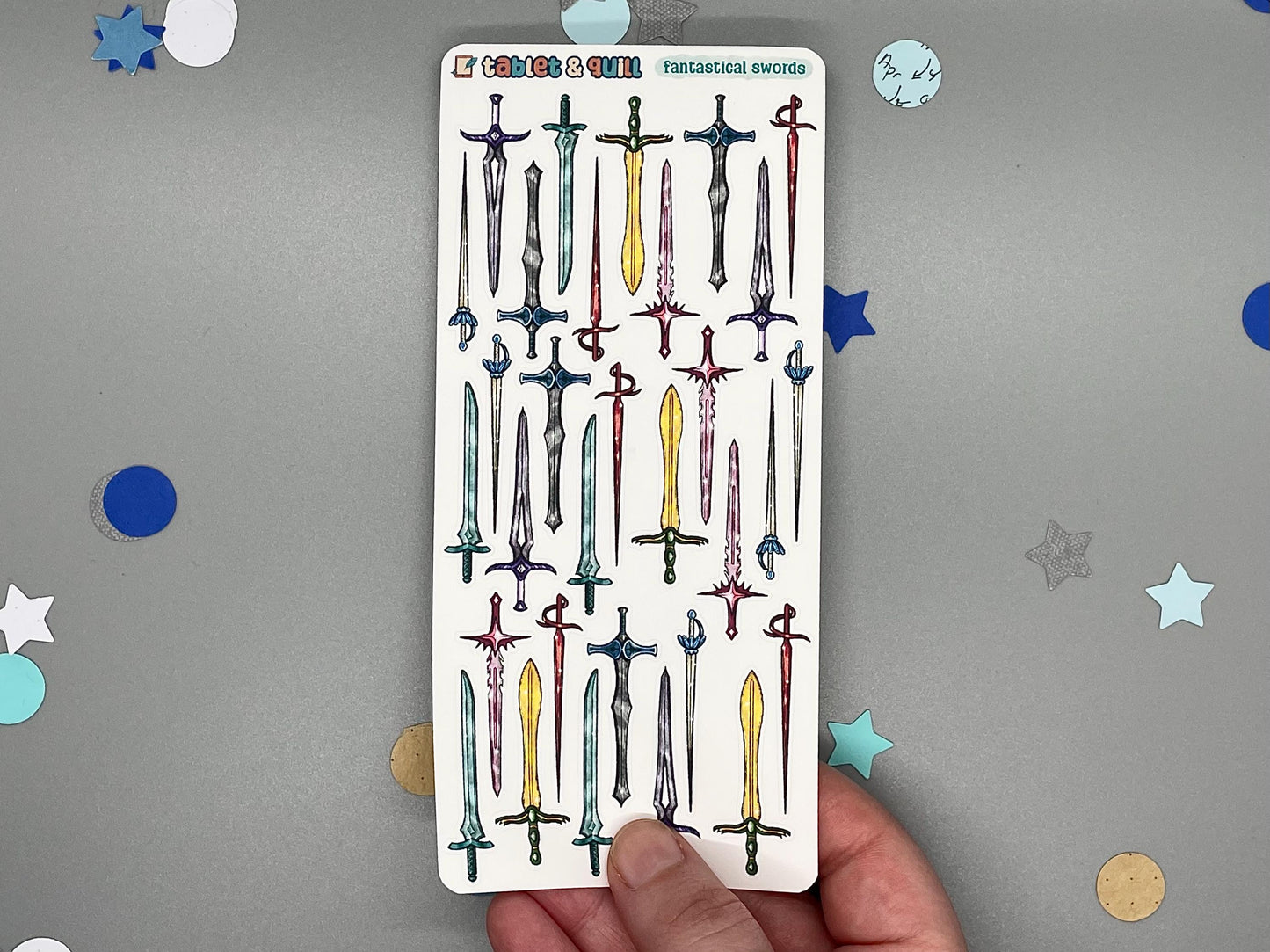 Sword Themed Fantasy Swords Color Sticker Sheet