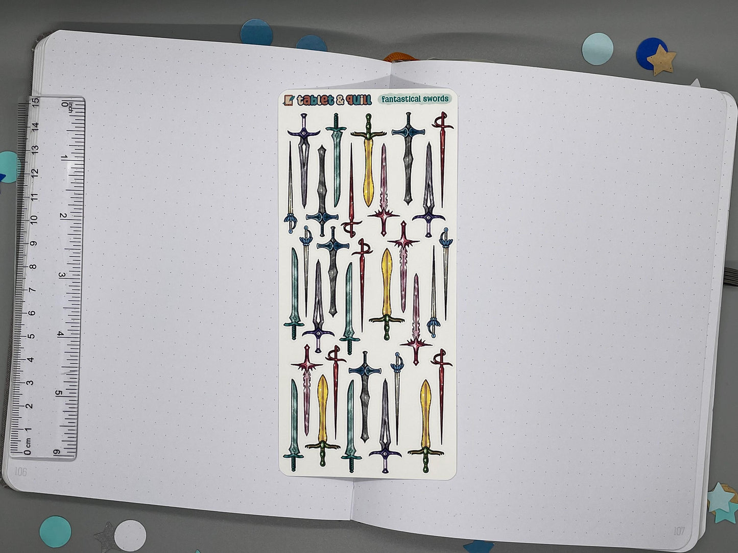 Sword Themed Fantasy Swords Color Sticker Sheet